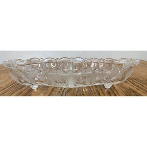 Vintage Footed Divided Dish Relish Floral Flower